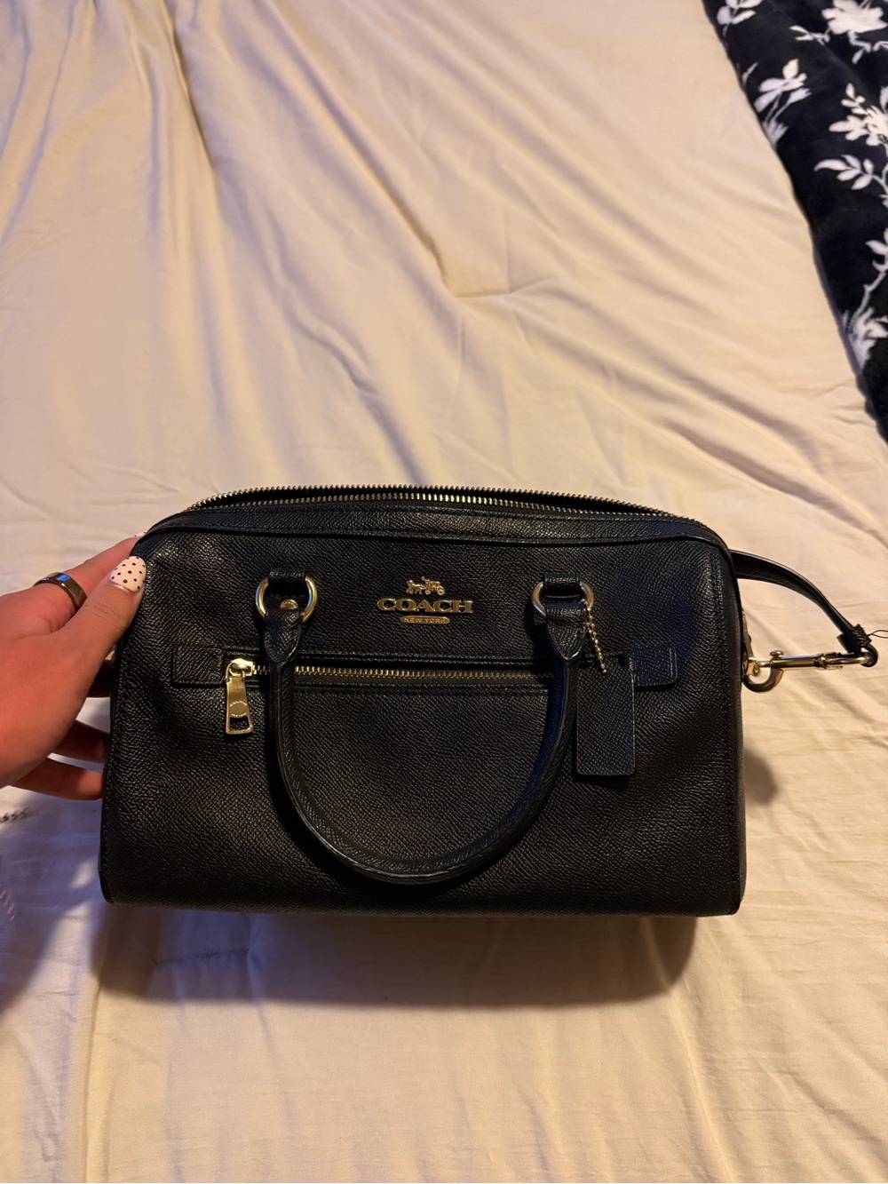 Coach Black Leather Satchel with Gold Hardware